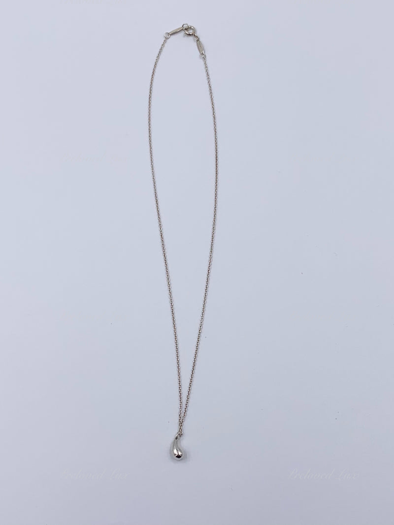 Sold-Tiffany 
Co 925 Silver Elsa Peretti Tear drop Pendant Necklace