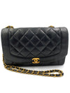 Sold-CHANEL Lambskin Medium Diana Single Chain Single Flap Bag Black/gold