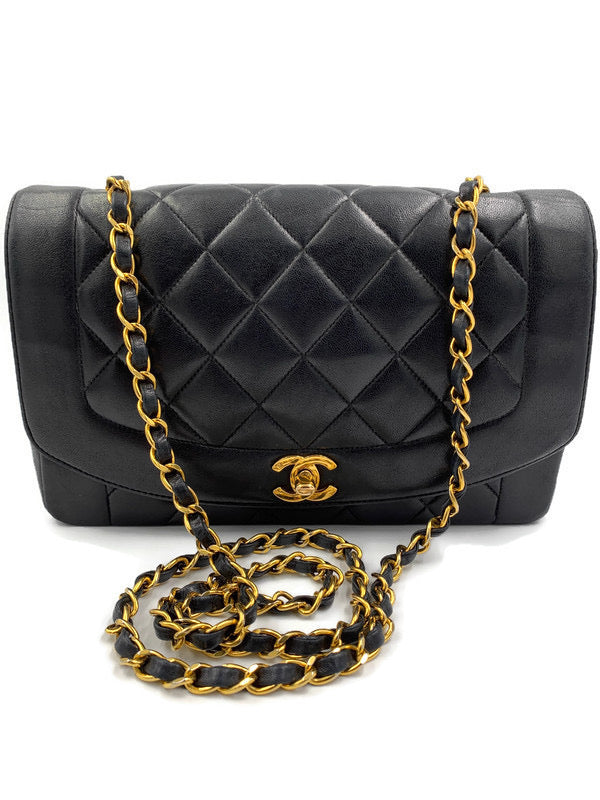 Sold-CHANEL Lambskin Medium Diana Single Chain Single Flap Bag Black/gold