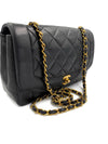 Sold-CHANEL Lambskin Medium Diana Single Chain Single Flap Bag Black/gold