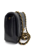 Sold-CHANEL Lambskin Medium Diana Single Chain Single Flap Bag Black/gold