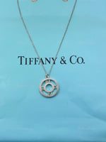 Sold-Tiffany 
Co 925 Silver Atlas Collection Medallion Pendant Necklace