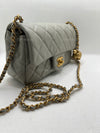 Sold-CHANEL Grey Lambskin Mini Rectangular Pearl Crush Flap Bag