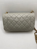 Sold-CHANEL Grey Lambskin Mini Rectangular Pearl Crush Flap Bag