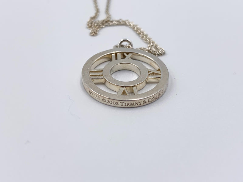 Sold-Tiffany 
Co 925 Silver Atlas Collection Medallion Pendant Necklace