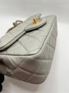 Sold-CHANEL Grey Lambskin Mini Rectangular Pearl Crush Flap Bag