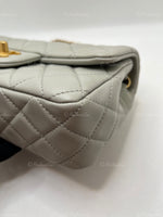 Sold-CHANEL Grey Lambskin Mini Rectangular Pearl Crush Flap Bag