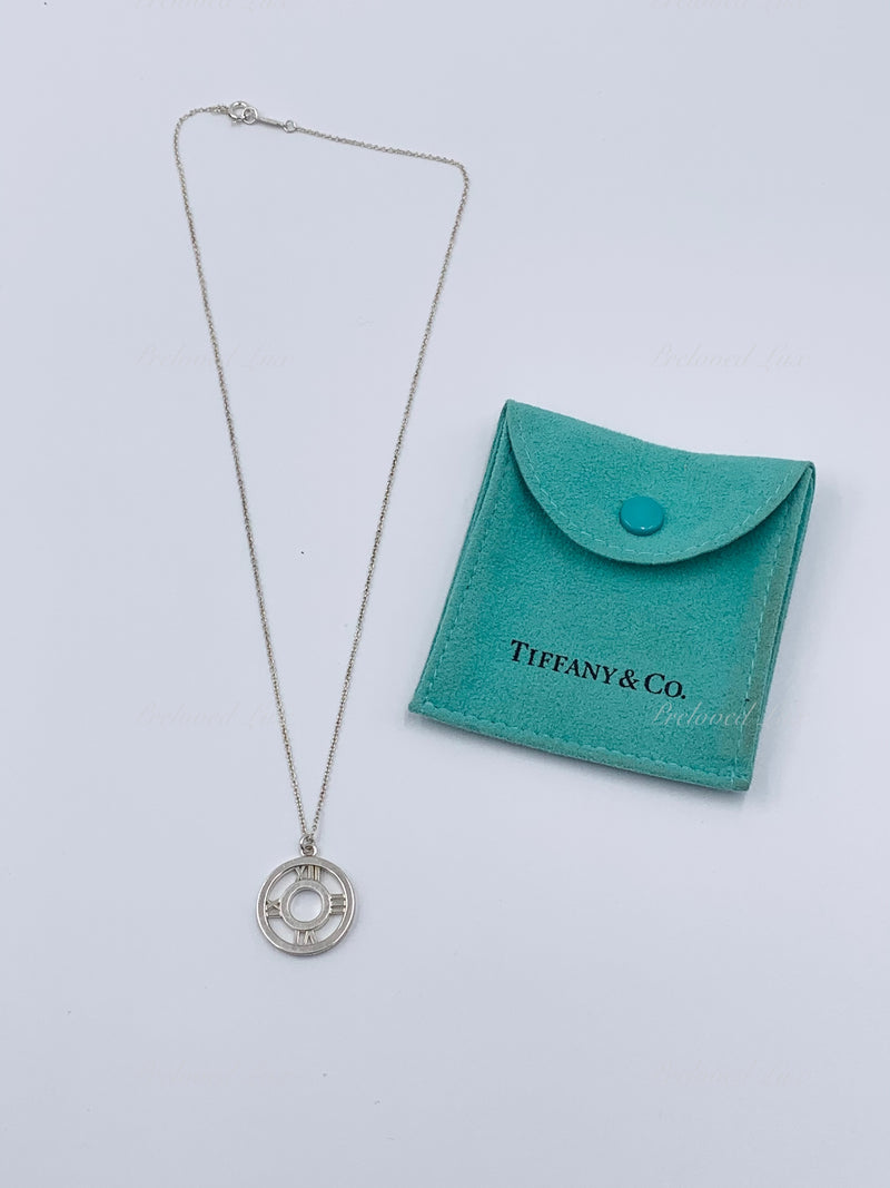 Sold-Tiffany 
Co 925 Silver Atlas Collection Medallion Pendant Necklace