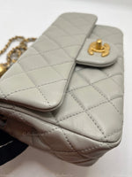 Sold-CHANEL Grey Lambskin Mini Rectangular Pearl Crush Flap Bag