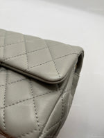 Sold-CHANEL Grey Lambskin Mini Rectangular Pearl Crush Flap Bag