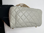 Sold-CHANEL Grey Lambskin Mini Rectangular Pearl Crush Flap Bag