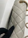 Sold-CHANEL Grey Lambskin Mini Rectangular Pearl Crush Flap Bag