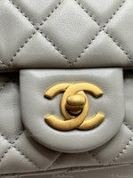 Sold-CHANEL Grey Lambskin Mini Rectangular Pearl Crush Flap Bag