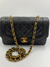 Sold-CHANEL Lambskin Small Diana Single Chain Single Flap Bag Black/gold