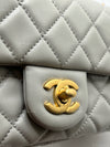 Sold-CHANEL Grey Lambskin Mini Rectangular Pearl Crush Flap Bag