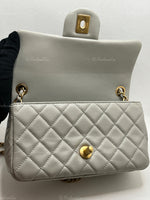 Sold-CHANEL Grey Lambskin Mini Rectangular Pearl Crush Flap Bag