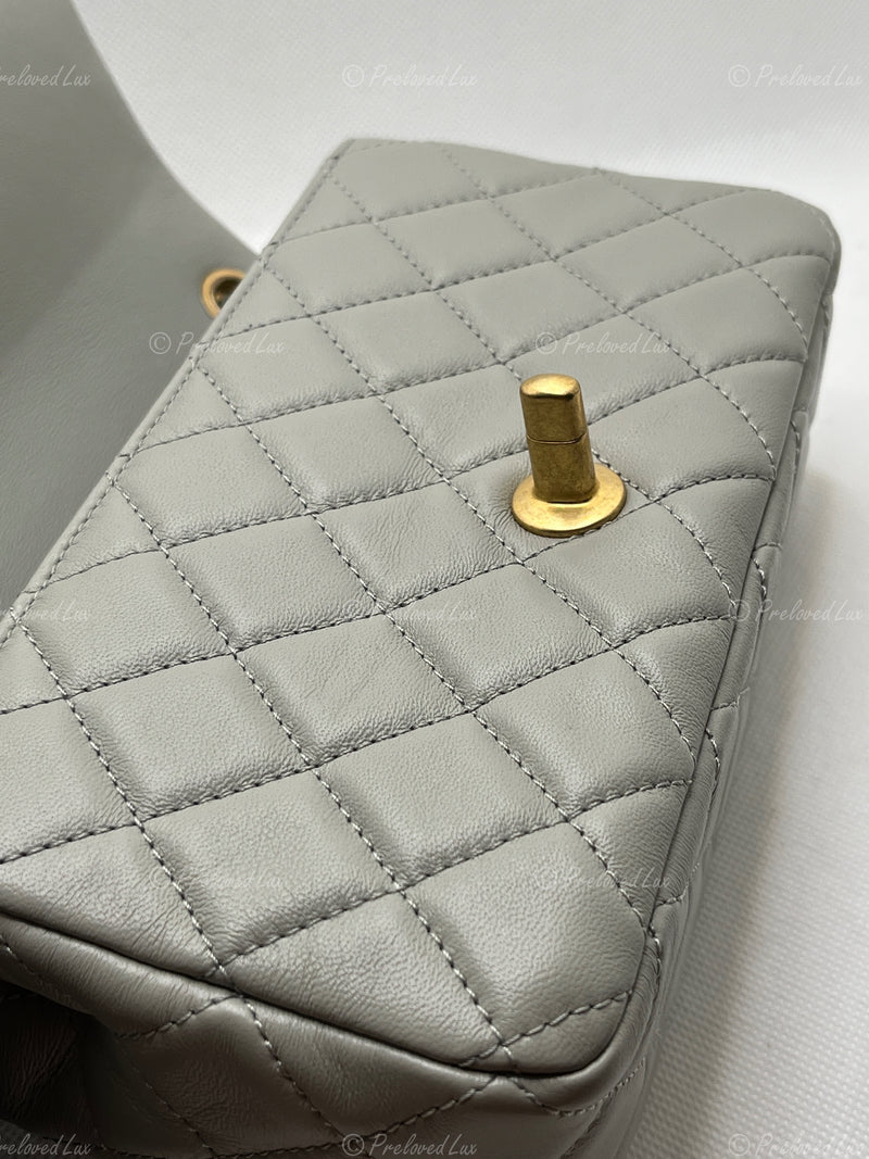 Sold-CHANEL Grey Lambskin Mini Rectangular Pearl Crush Flap Bag