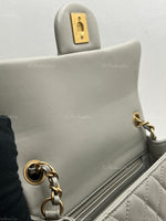 Sold-CHANEL Grey Lambskin Mini Rectangular Pearl Crush Flap Bag