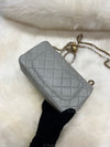 Sold-CHANEL Grey Lambskin Mini Rectangular Pearl Crush Flap Bag