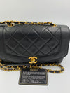 Sold-CHANEL Lambskin Small Diana Single Chain Single Flap Bag Black/gold