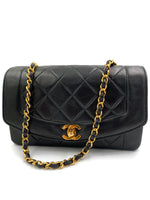 Sold-CHANEL Lambskin Small Diana Single Chain Single Flap Bag Black/gold