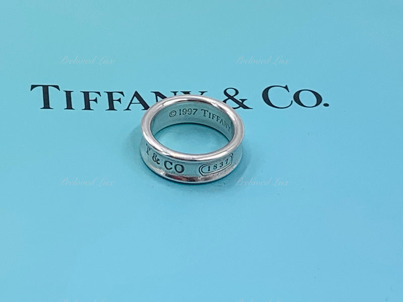 Sold-Tiffany 
Co 925 Silver 1837 Ring Size 6