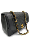 Sold-CHANEL Lambskin Small Diana Single Chain Single Flap Bag Black/gold