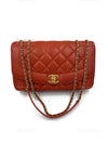 CHANEL Orange Red Lambskin Reissue Medium Diana Flap Crossbody Bag Gold hardware