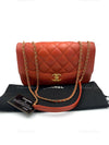 CHANEL Orange Red Lambskin Reissue Medium Diana Flap Crossbody Bag Gold hardware