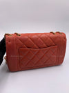 CHANEL Orange Red Lambskin Reissue Medium Diana Flap Crossbody Bag Gold hardware