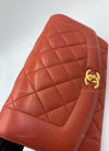 CHANEL Orange Red Lambskin Reissue Medium Diana Flap Crossbody Bag Gold hardware