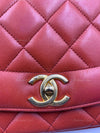 CHANEL Orange Red Lambskin Reissue Medium Diana Flap Crossbody Bag Gold hardware