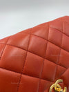 CHANEL Orange Red Lambskin Reissue Medium Diana Flap Crossbody Bag Gold hardware