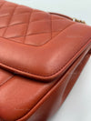 CHANEL Orange Red Lambskin Reissue Medium Diana Flap Crossbody Bag Gold hardware