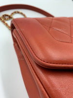 CHANEL Orange Red Lambskin Reissue Medium Diana Flap Crossbody Bag Gold hardware