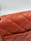 CHANEL Orange Red Lambskin Reissue Medium Diana Flap Crossbody Bag Gold hardware