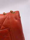 CHANEL Orange Red Lambskin Reissue Medium Diana Flap Crossbody Bag Gold hardware