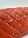 CHANEL Orange Red Lambskin Reissue Medium Diana Flap Crossbody Bag Gold hardware