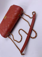 CHANEL Orange Red Lambskin Reissue Medium Diana Flap Crossbody Bag Gold hardware