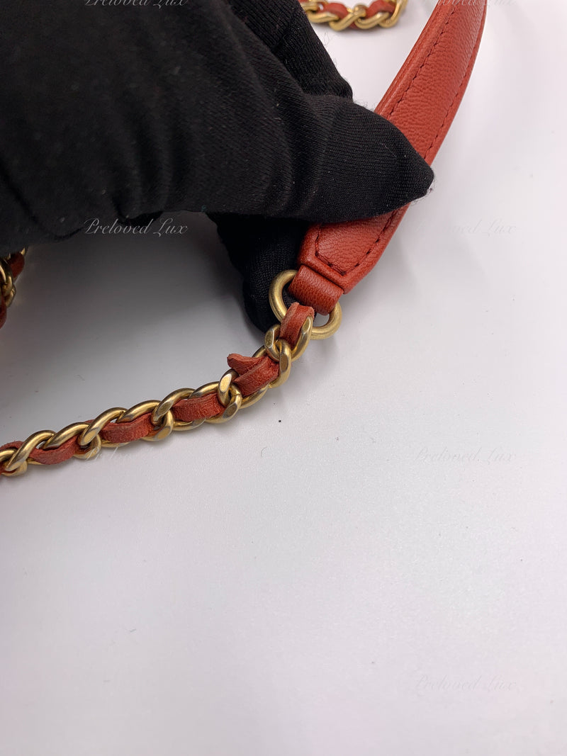 CHANEL Orange Red Lambskin Reissue Medium Diana Flap Crossbody Bag Gold hardware