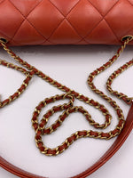 CHANEL Orange Red Lambskin Reissue Medium Diana Flap Crossbody Bag Gold hardware