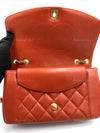 CHANEL Orange Red Lambskin Reissue Medium Diana Flap Crossbody Bag Gold hardware