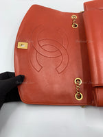 CHANEL Orange Red Lambskin Reissue Medium Diana Flap Crossbody Bag Gold hardware