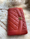 CHANEL Orange Red Lambskin Reissue Medium Diana Flap Crossbody Bag Gold hardware