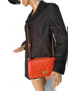 CHANEL Orange Red Lambskin Reissue Medium Diana Flap Crossbody Bag Gold hardware