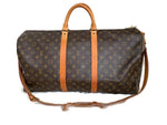 Sold-LOUIS VUITTON Monogram Keepall Bandoulière 55 with Strap Travel Bag