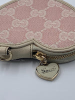 Sold-GUCCI GG Logo Monogram Pink Heart Coin Case