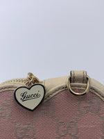 Sold-GUCCI GG Logo Monogram Pink Heart Coin Case