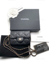 CHANEL Black Caviar Mini Clutch Wallet Crossbody Bag Champagne Light Gold Hardware