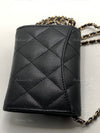 CHANEL Black Caviar Mini Clutch Wallet Crossbody Bag Champagne Light Gold Hardware